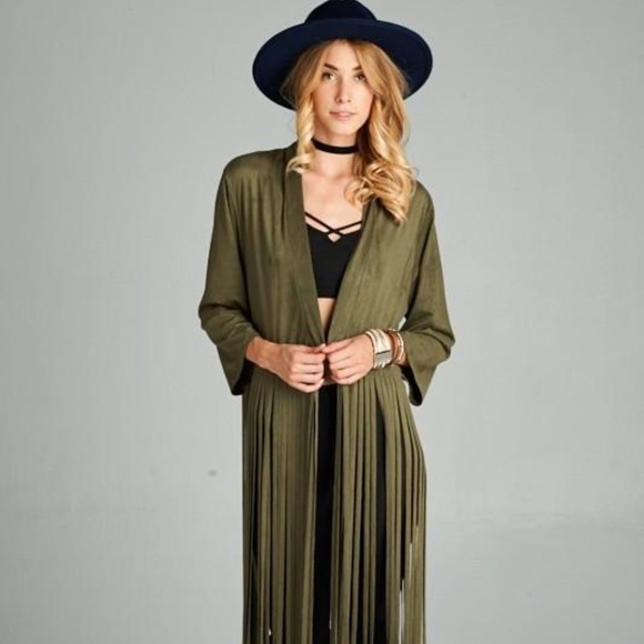 Fringe Rocker Suede Style Boho Jacket - Picture 3 of 4